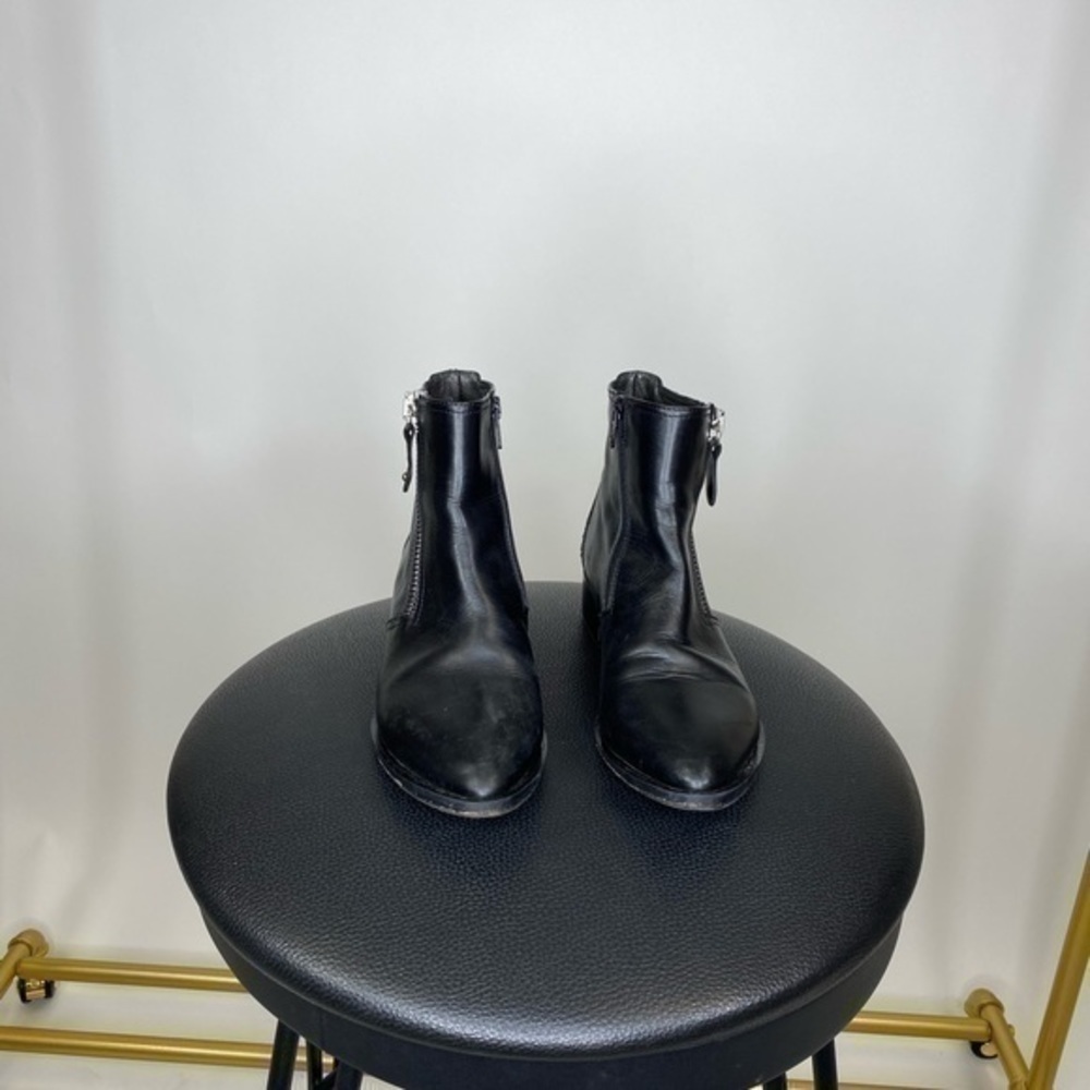 Napoleoni Black Leather Pointed-Toe Ankle Booties - Picture 9 of 14